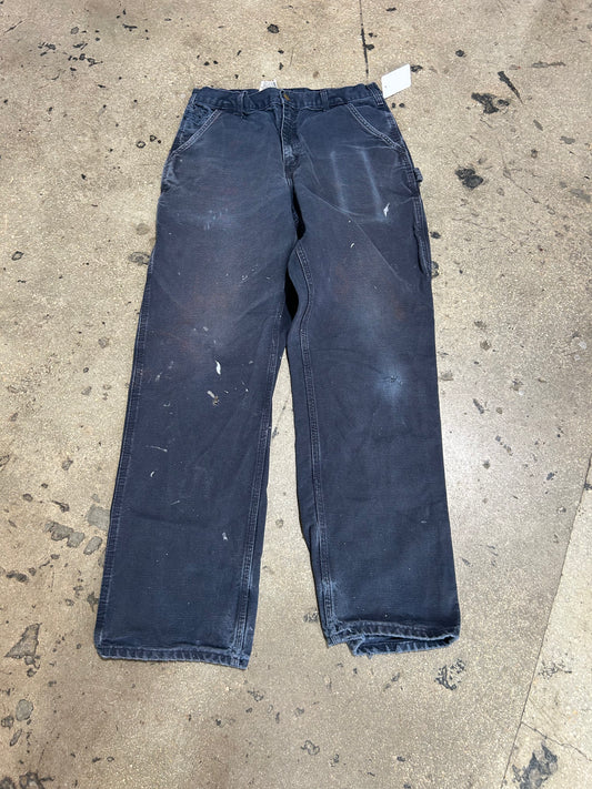 Distressed Carhartt Carpenter Pants - Faded Navy Size 34x34