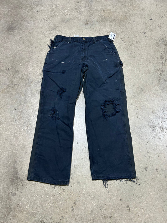 Distressed Carhartt Carpenter Pants - Black Size 34x30