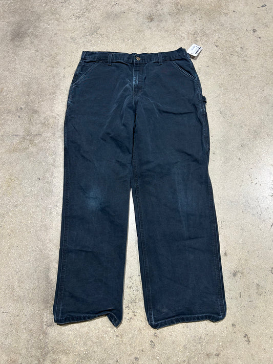 Distressed Carhartt Carpenter Pants - Black Size 36x32