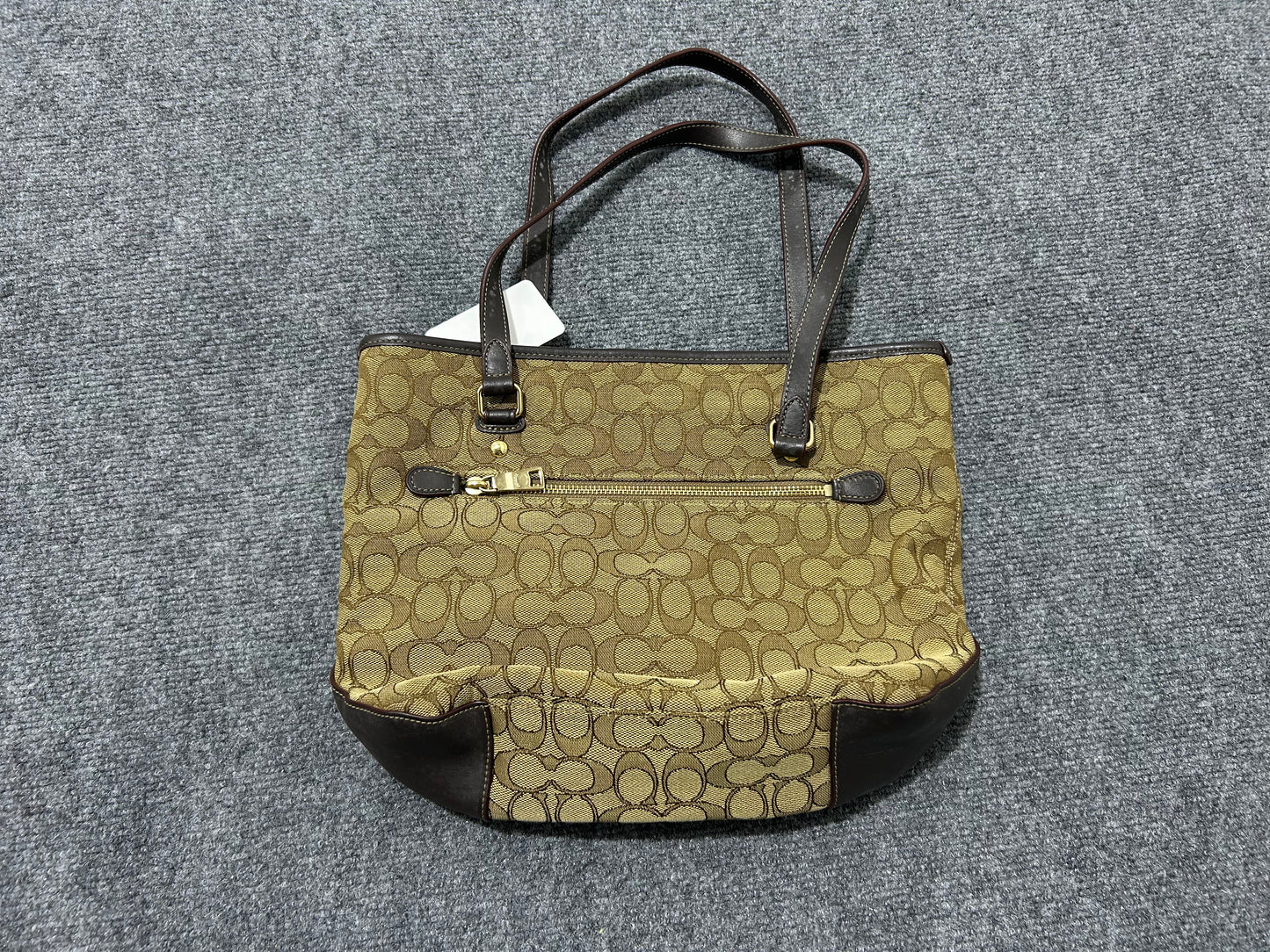 Coach Signature Zip Top Small Tote Bag  - Beige