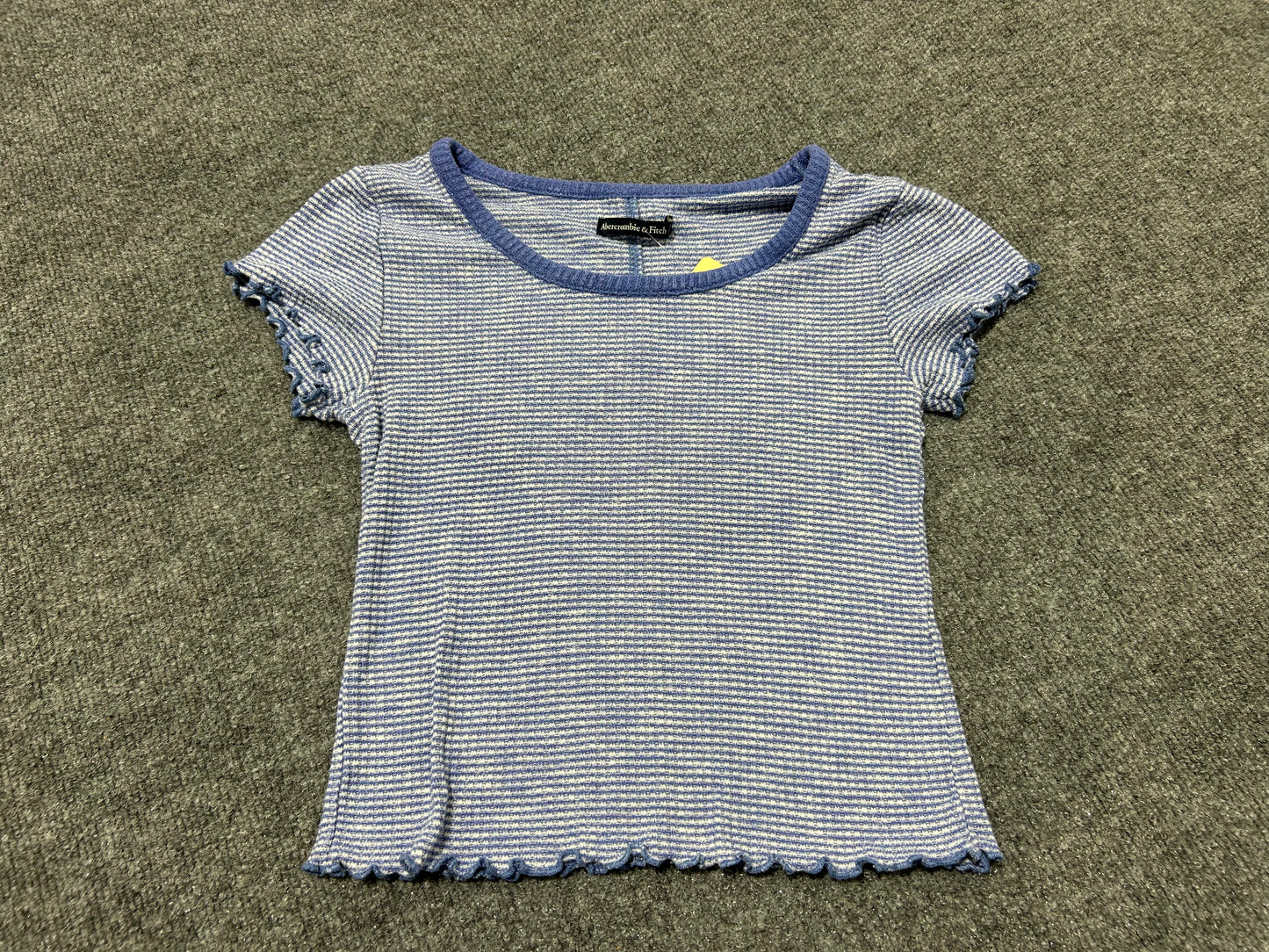 Abercrombie & Fitch Ribbed Striped Crop Top - Blue Size Small