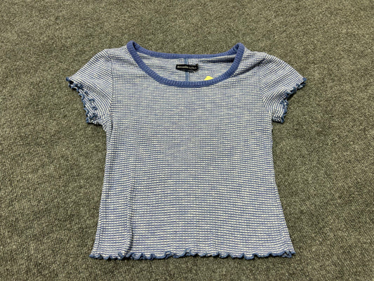 Abercrombie & Fitch Ribbed Striped Crop Top - Blue Size Small