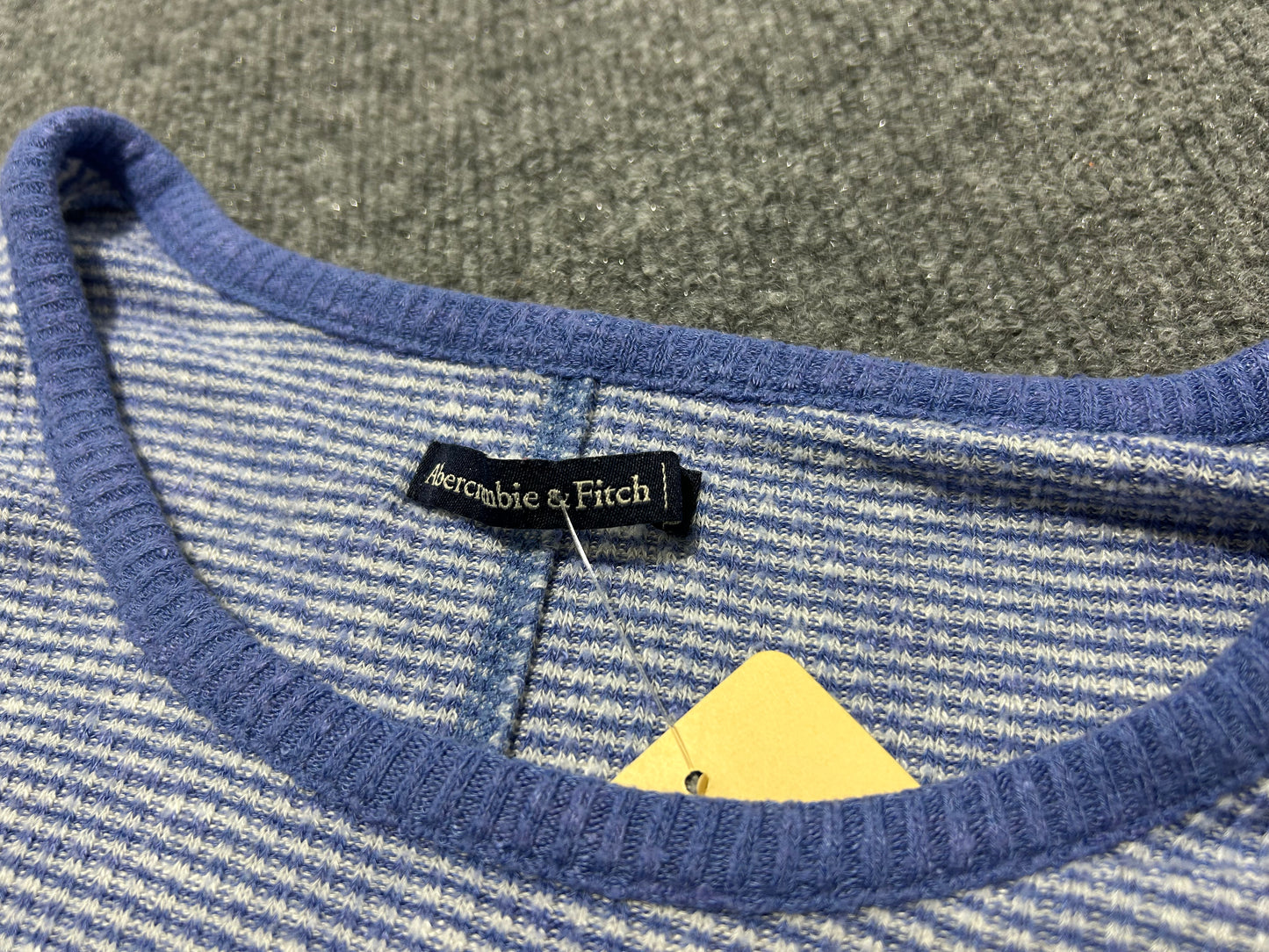 Abercrombie & Fitch Ribbed Striped Crop Top - Blue Size Small