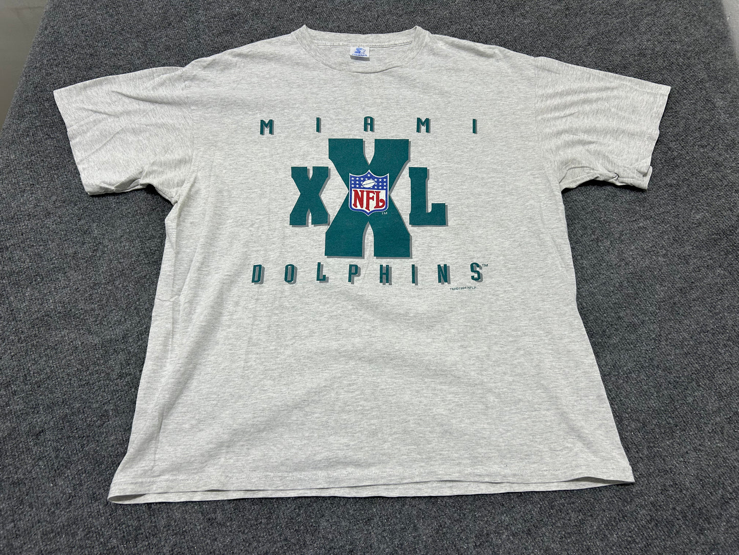 1994 Starter Miami Dolphins NFL XXL Tee - Gray Size XL