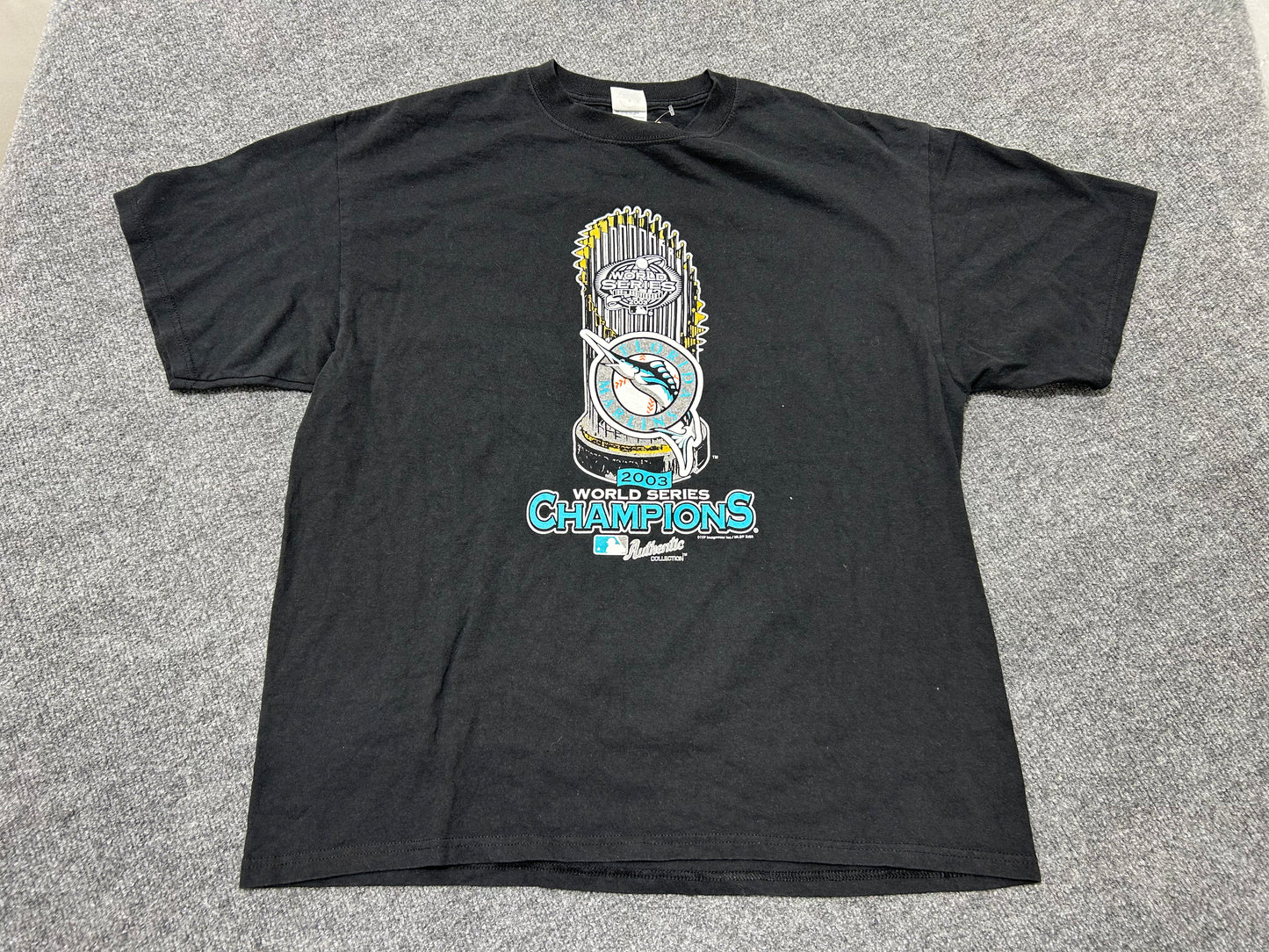 2003 Florida Marlins World Series Trophy Tee - Black Size XL