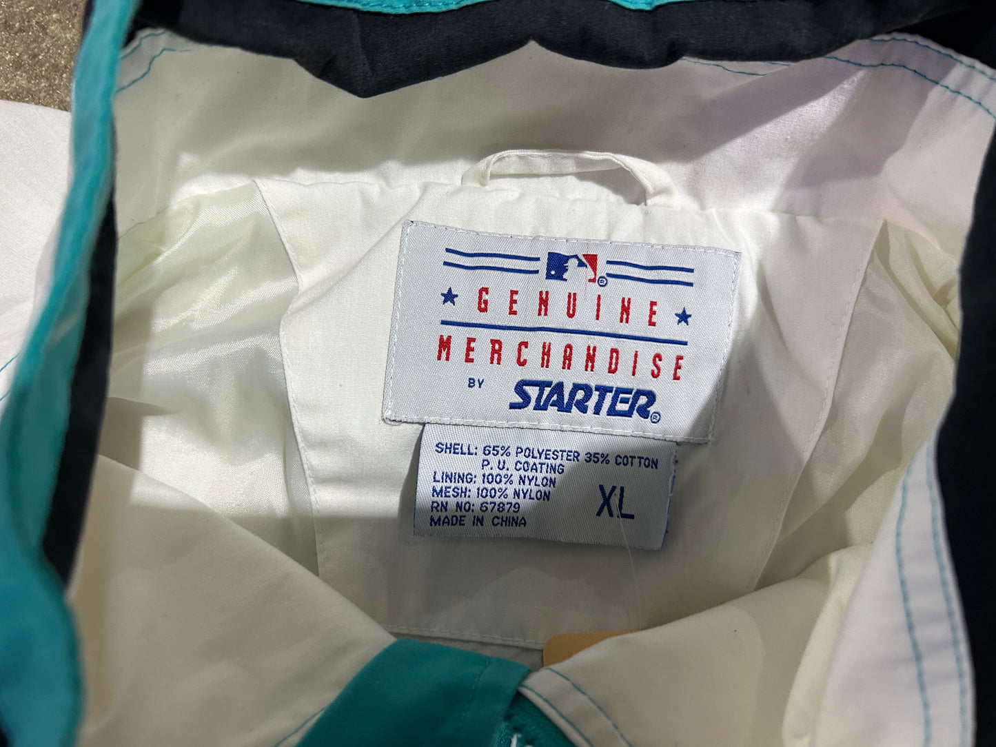 Starter Florida Marlins Windbreaker - White/ Teal Size XL