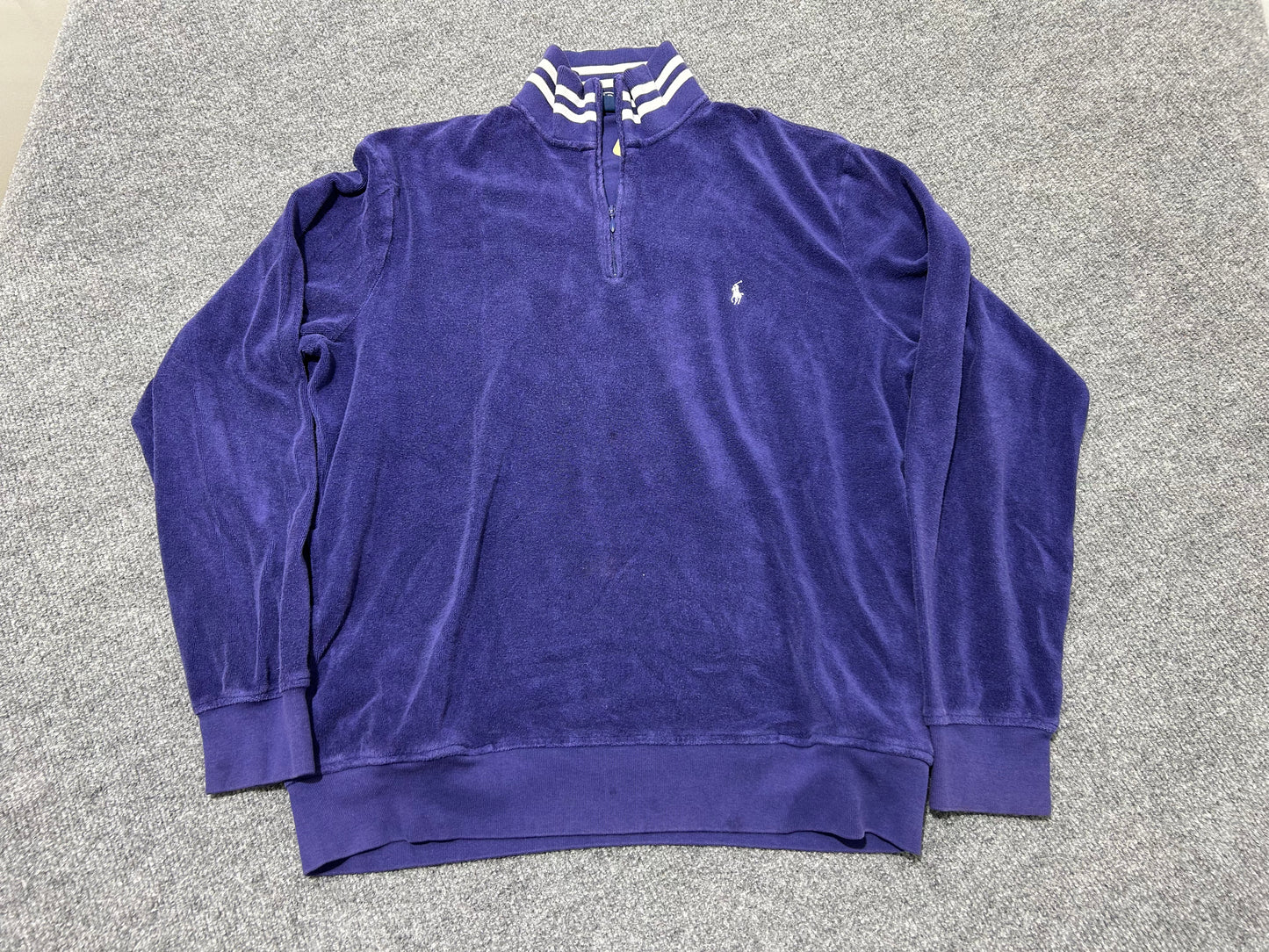 Polo Ralph Lauren Quarter Zip Track Jacket - Navy Size Large