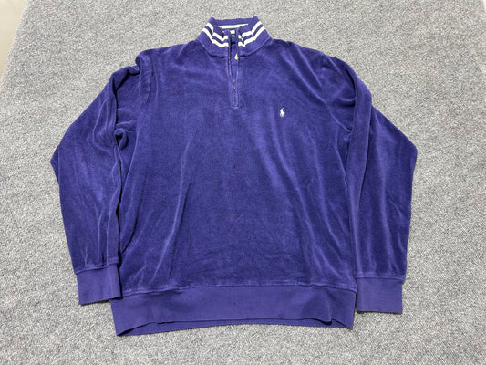 Polo Ralph Lauren Quarter Zip Track Jacket - Navy Size Large