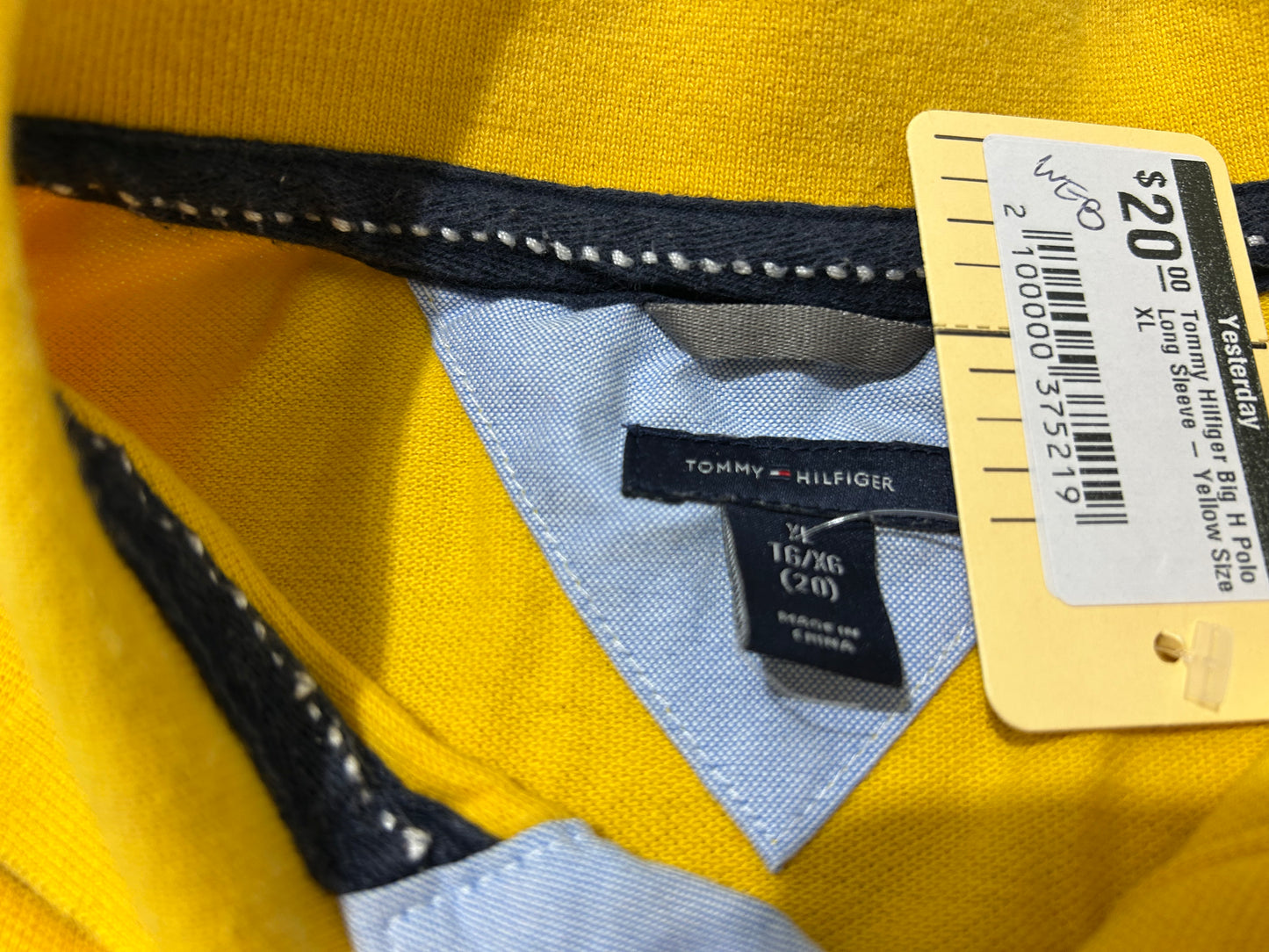Tommy Hilfiger Big H Polo Long Sleeve - Yellow Size XL