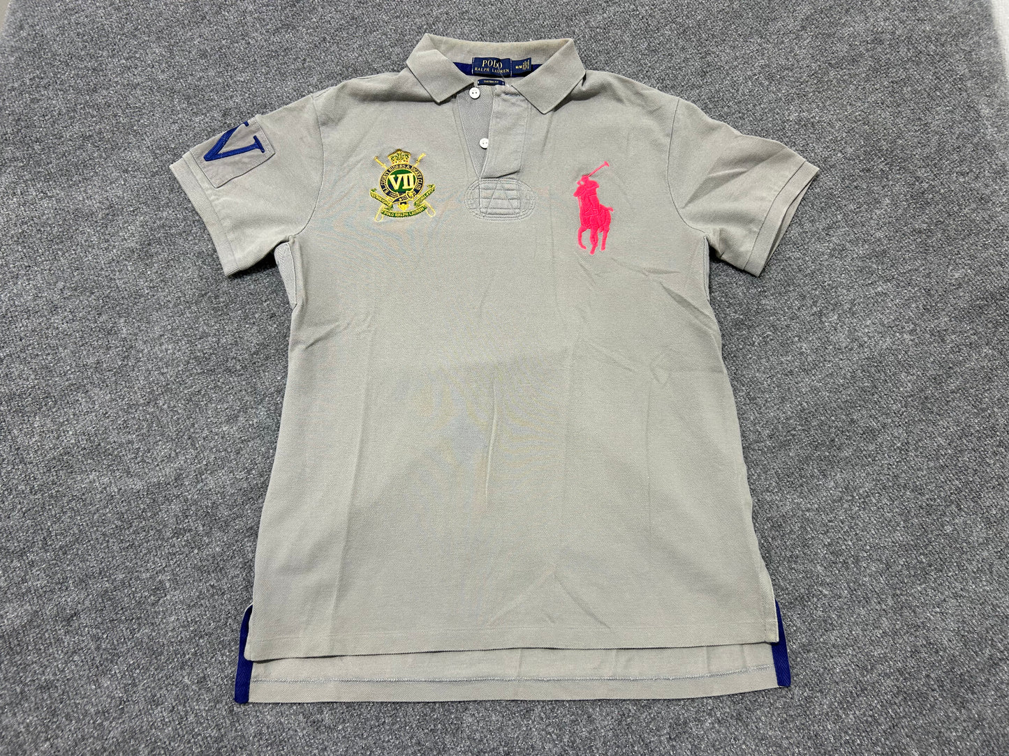 Polo Ralph Lauren Jockey Club Polo - Grey / Pink Size Medium