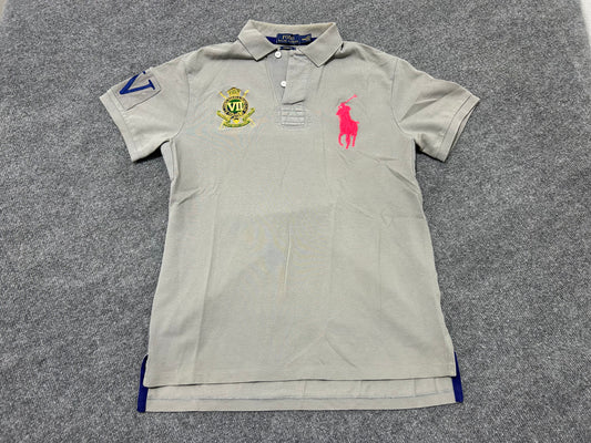 Polo Ralph Lauren Jockey Club Polo - Grey / Pink Size Medium