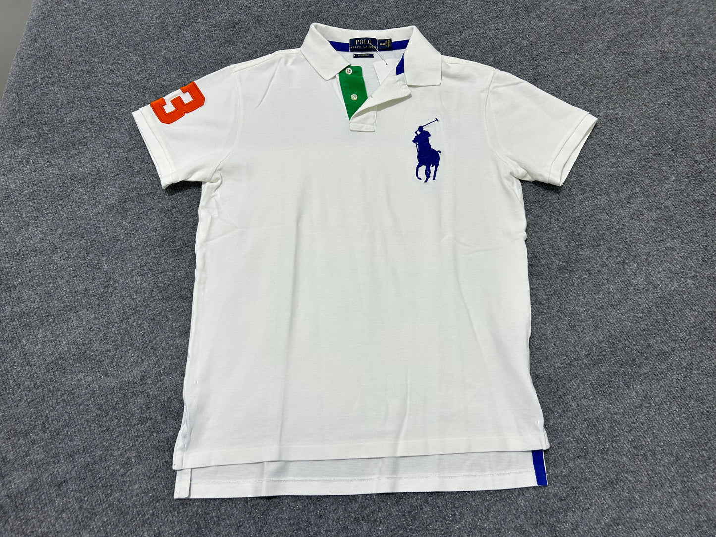 Polo Ralph Lauren Big Pony Polo Shirt - White/Blue Size Medium