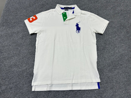 Polo Ralph Lauren Big Pony Polo Shirt - White/Blue Size Medium