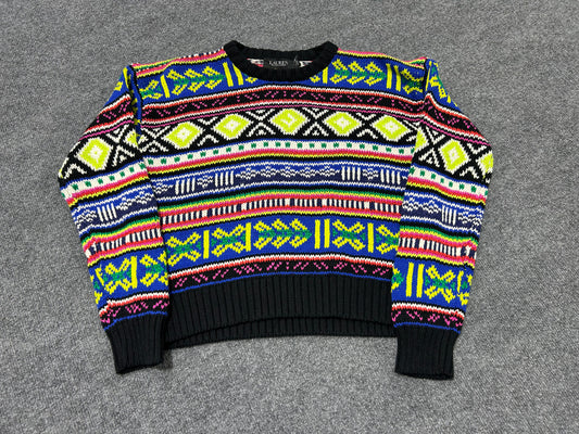 NEW Lauren Ralph Lauren Cropped Patterned Knit Sweater - Multi Size Medium