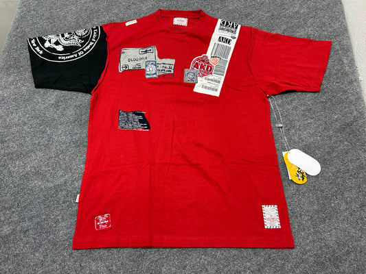 Akademiks Postcard Receipt Tee - Black/Red Size Large