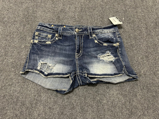 Miss Me Distressed Cutoff Denim Shorts - Dark Blue Size 31