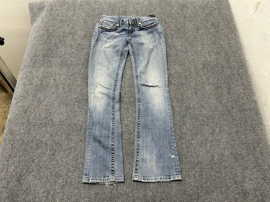 Miss Me Thick Stitch Bootcut Jeans - Light Blue Size 28