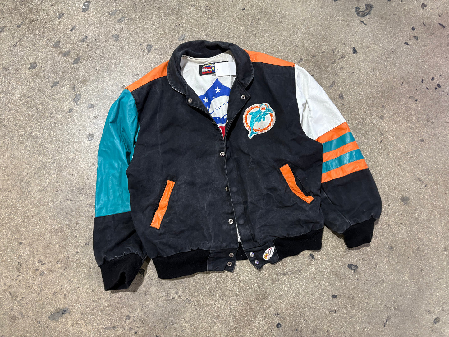 Jeff Hamilton Miami Dolphins Leather Jacket - Black Size XL