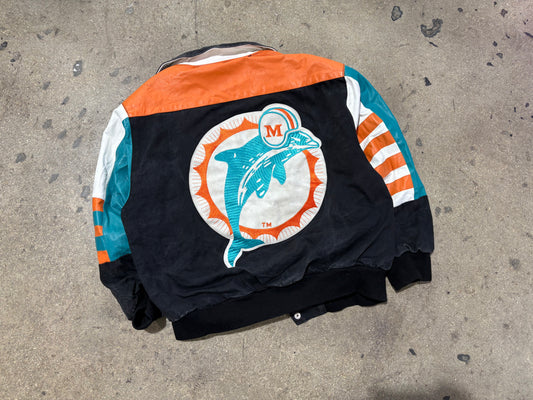 Jeff Hamilton Miami Dolphins Leather Jacket - Black Size XL
