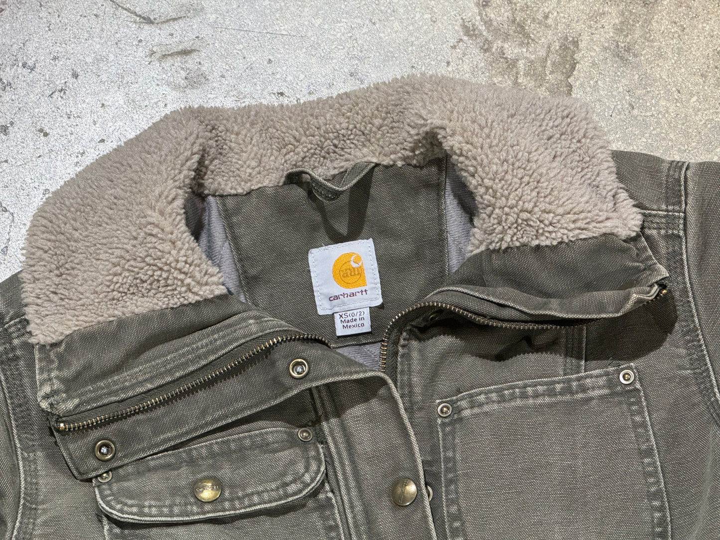 Womens Carhartt Sherpa Lined Jacket - Olive Size XS