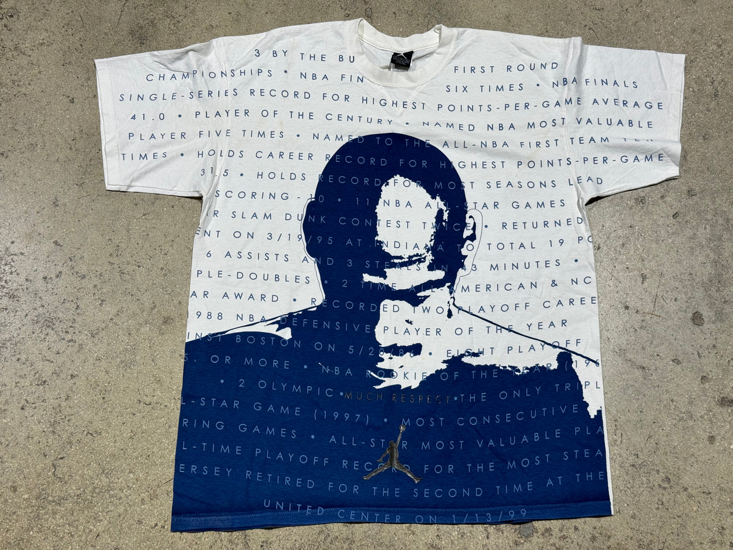 Jordan Much Respect AOP Tee - White/Blue Size XL