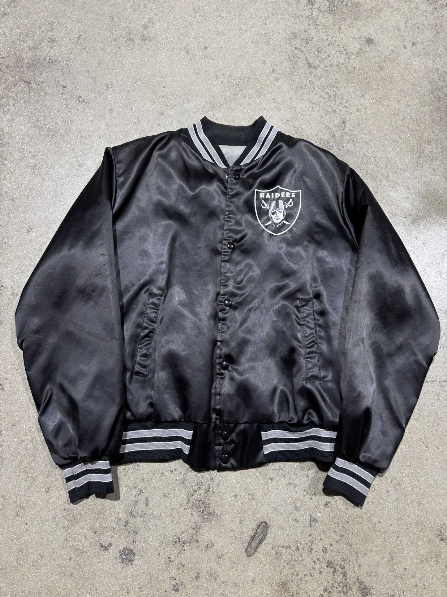 Raiders Satin Jacket - Black Size Medium