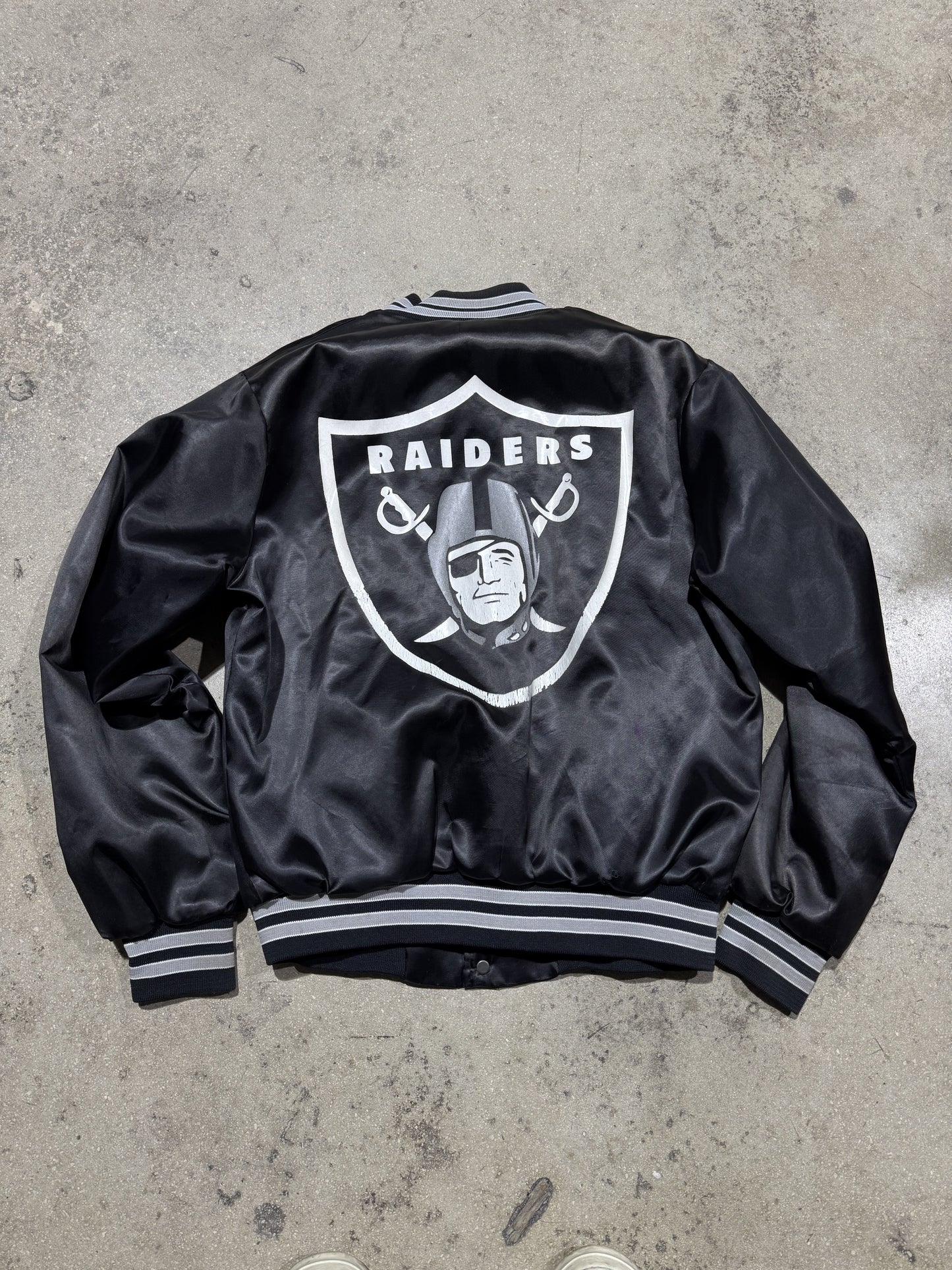 Raiders Satin Jacket - Black Size Medium