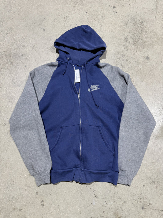 Nike Zip Up Hoodie - Navy/Grey Size Large