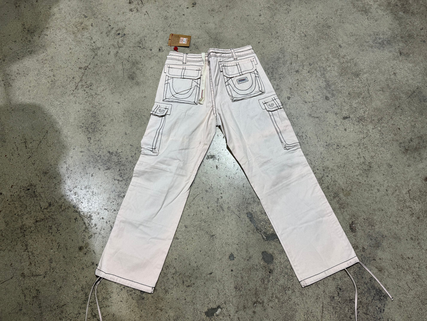 True Religion Oulined Cargo Pants - Cream Size 38x34