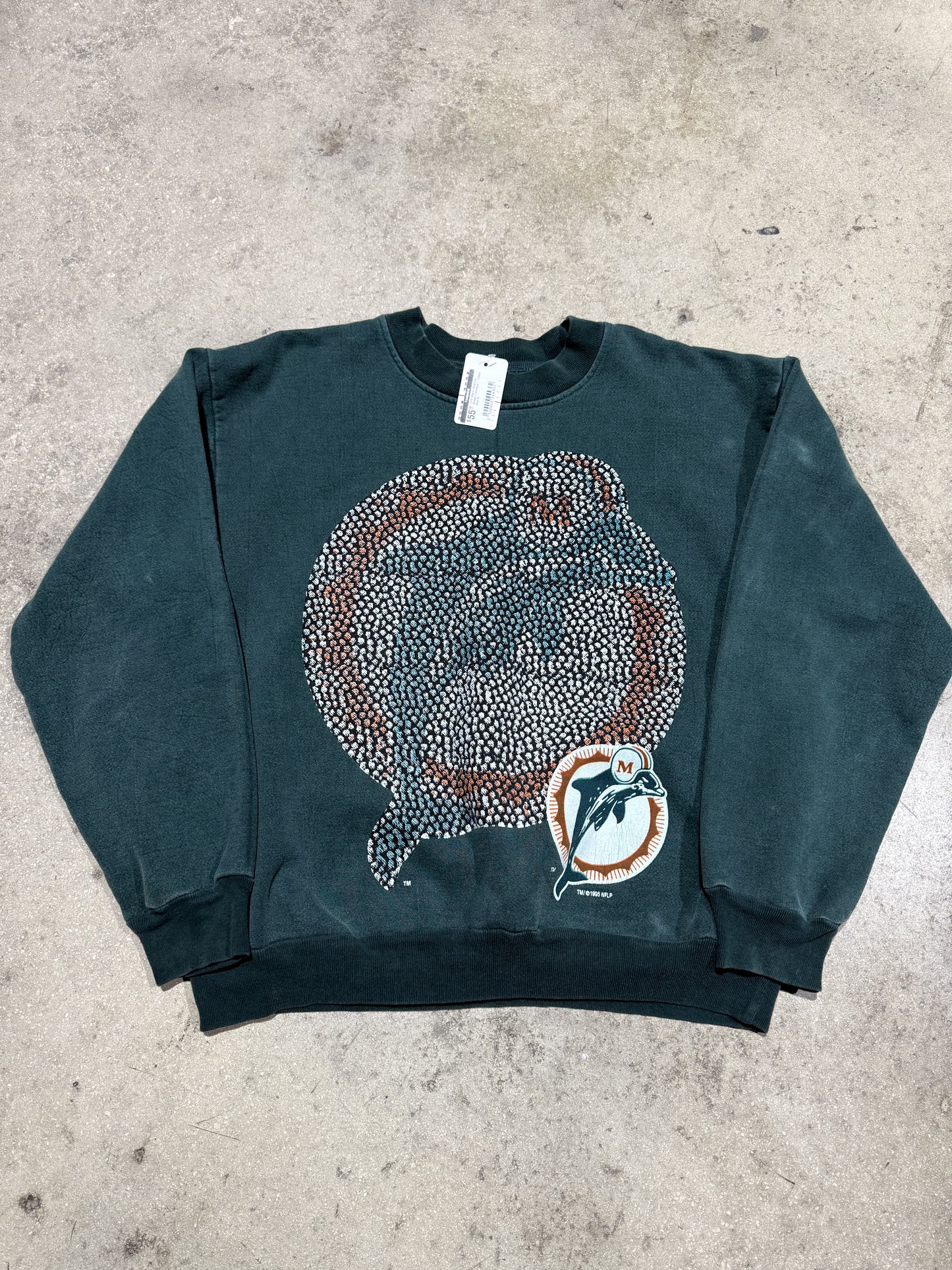 1995 Miami Dolphins Mosaic Crewneck - Green Size XL