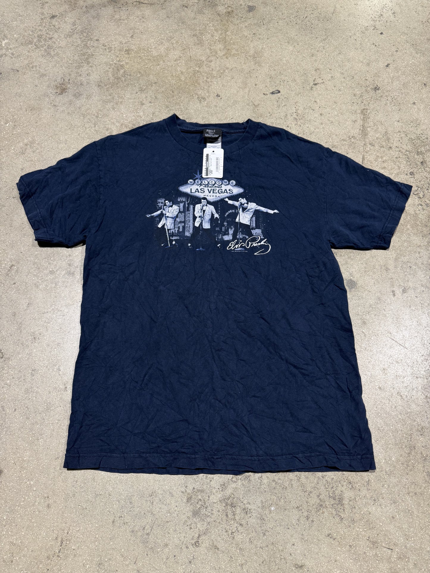 2005 Elvis Las Vegas Tee - Navy Size Large