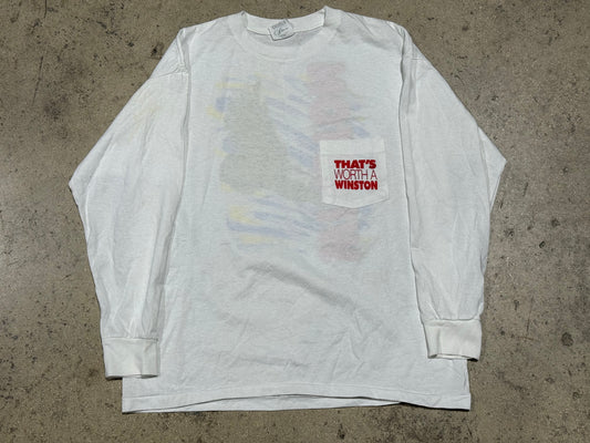 1992 Thats Worth A Winston Pocket L/S - White Size XL