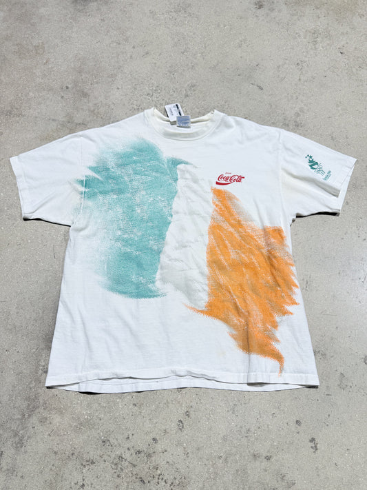 1996 Olympics Ireland Coca Cola Flag Tee - White Size XL