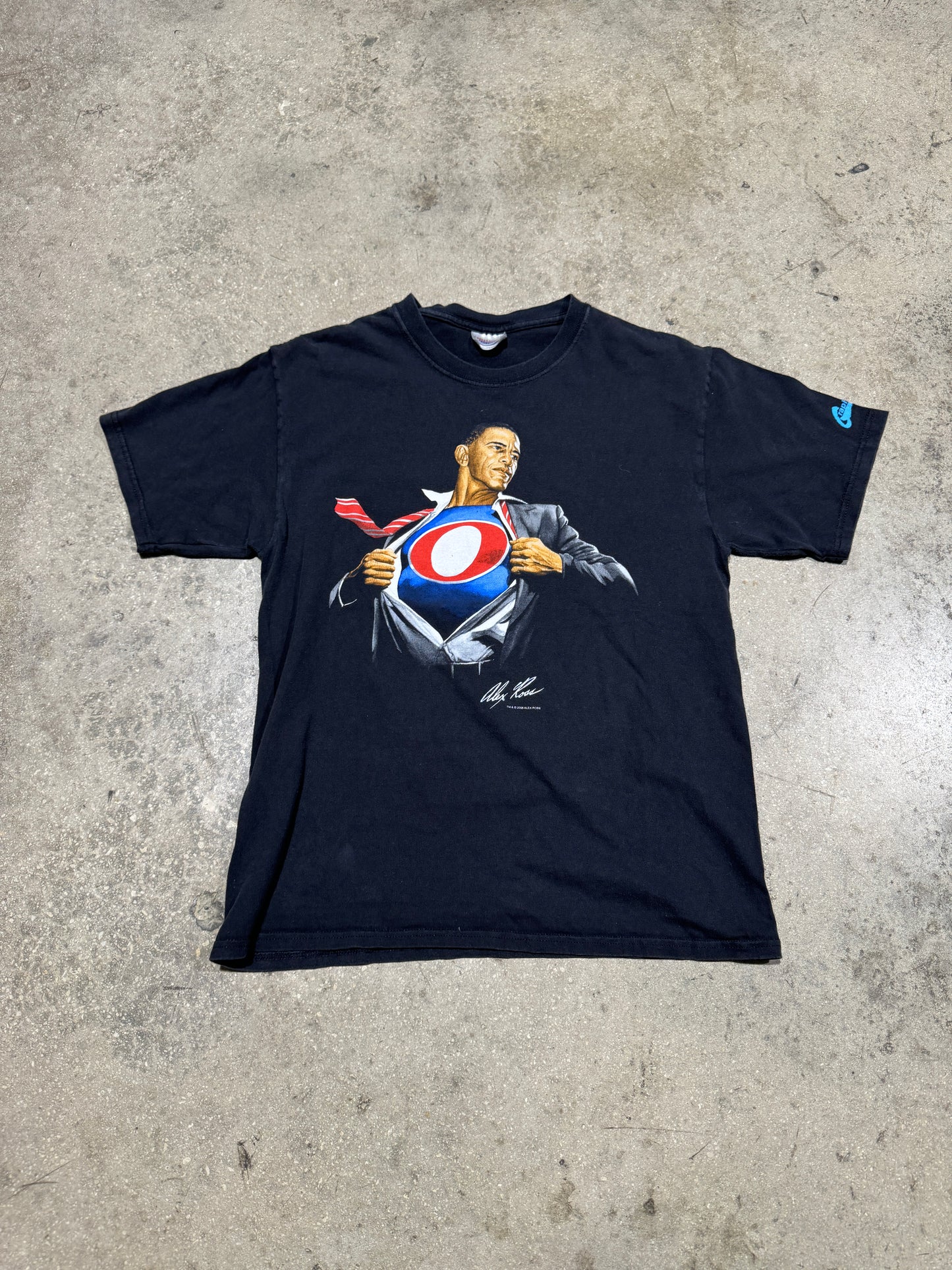 2008 Obama Superman Tee - Black Size Medium