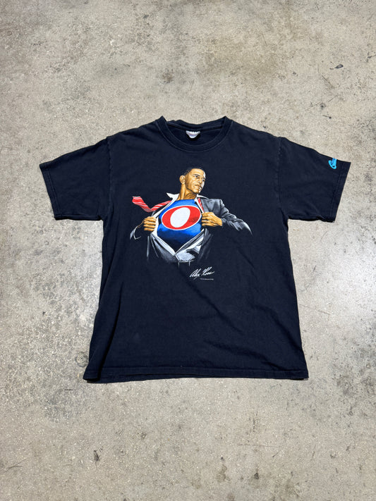 2008 Obama Superman Tee - Black Size Medium