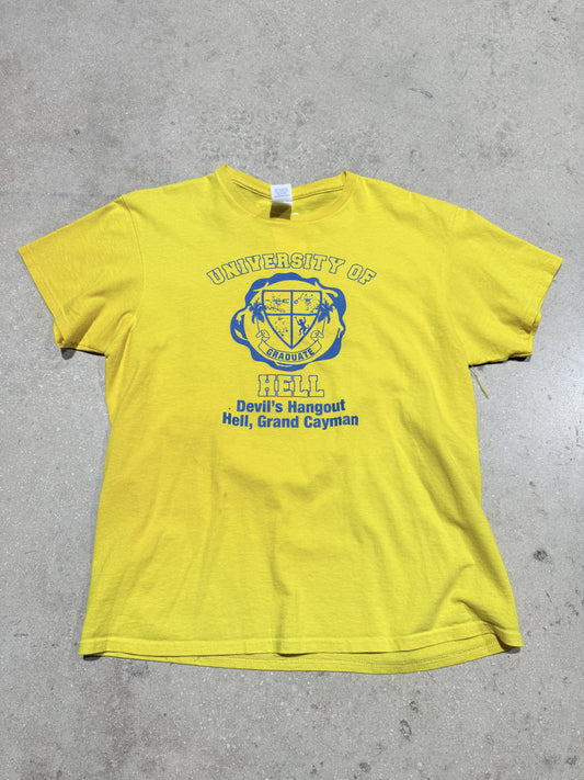 Hell , Grand Cayman University Of Hell Graduate Tee - Yellow Size Large