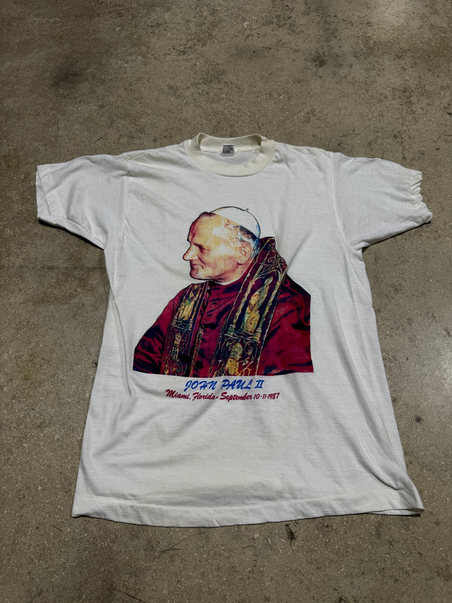 1987 John Paul II Tee - White Size XL