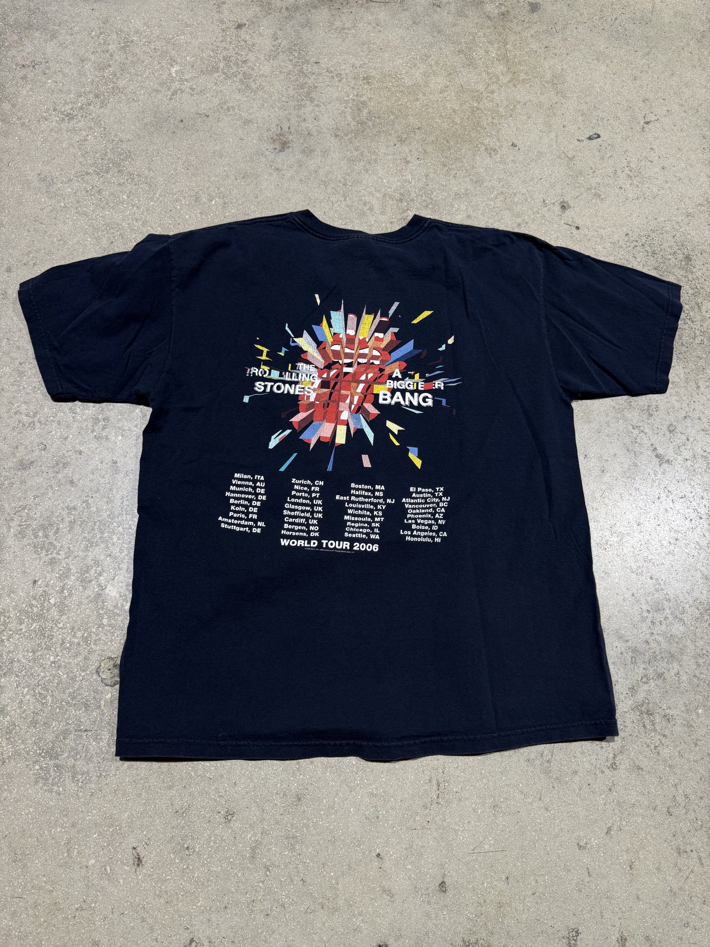 2006 Rolling Stones Bigger Bang World Tour Tee - Navy Size XL