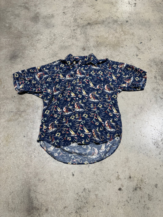 Tommy Hilfiger Sailboat SS Button Up Shirt Size Medium