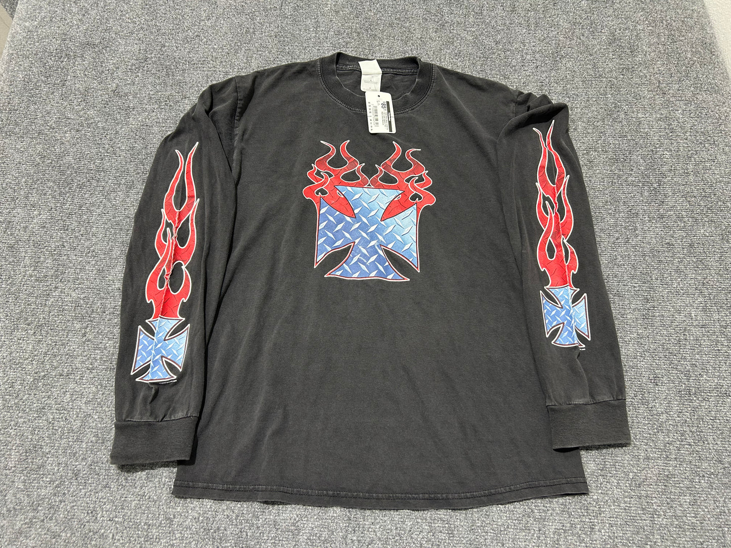 2006 Bike Week Cross On Fire Long Sleeve Tee - Black Size Medium
