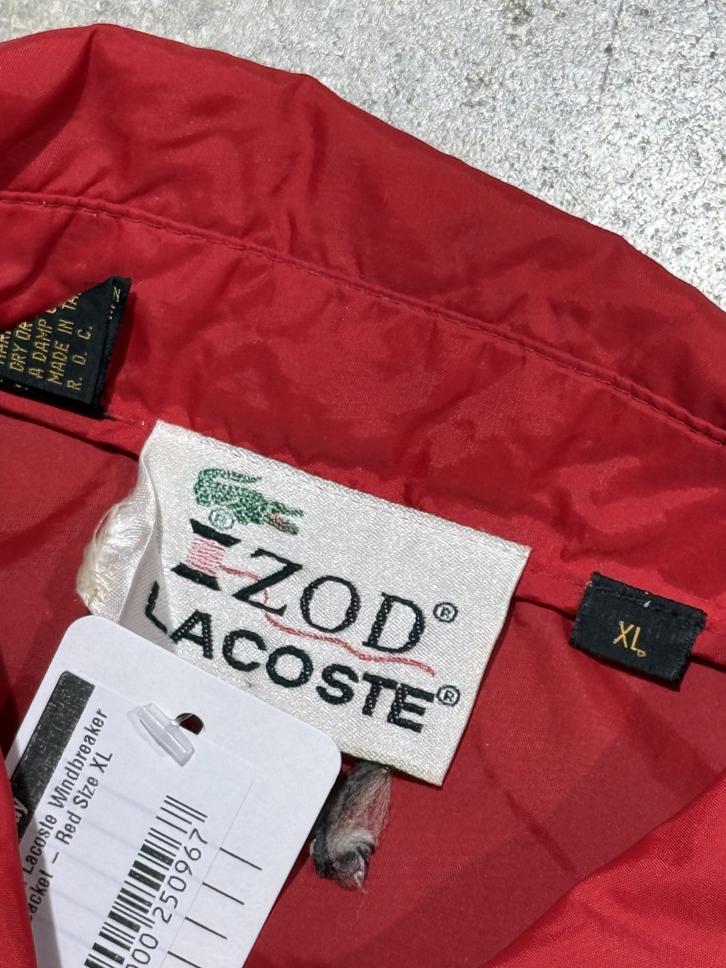 90s Izod Lacoste Windbreaker Jacket - Red Size XL