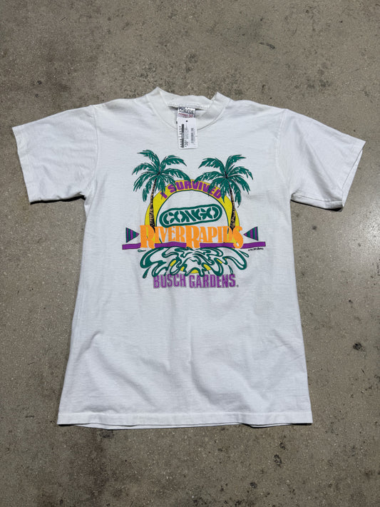 90s Busch Gardens I Survived The Congo Tee - White Size Large