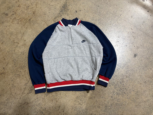 80s Nike Zip Up Track Jacket - Grey/ Navy/ Red Size Large