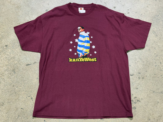 2004 Kanye West College Dropout Portrait Tee - Burgundy Size XXL