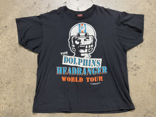 1994 Miami Dolphins Headbangers World Tour Tee - Black Size XL