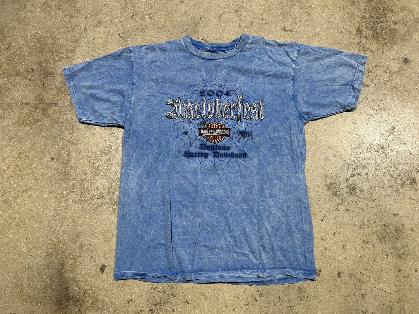 2004 Harley Davidson Biketoberfest Tee - Acid Blue Size XL