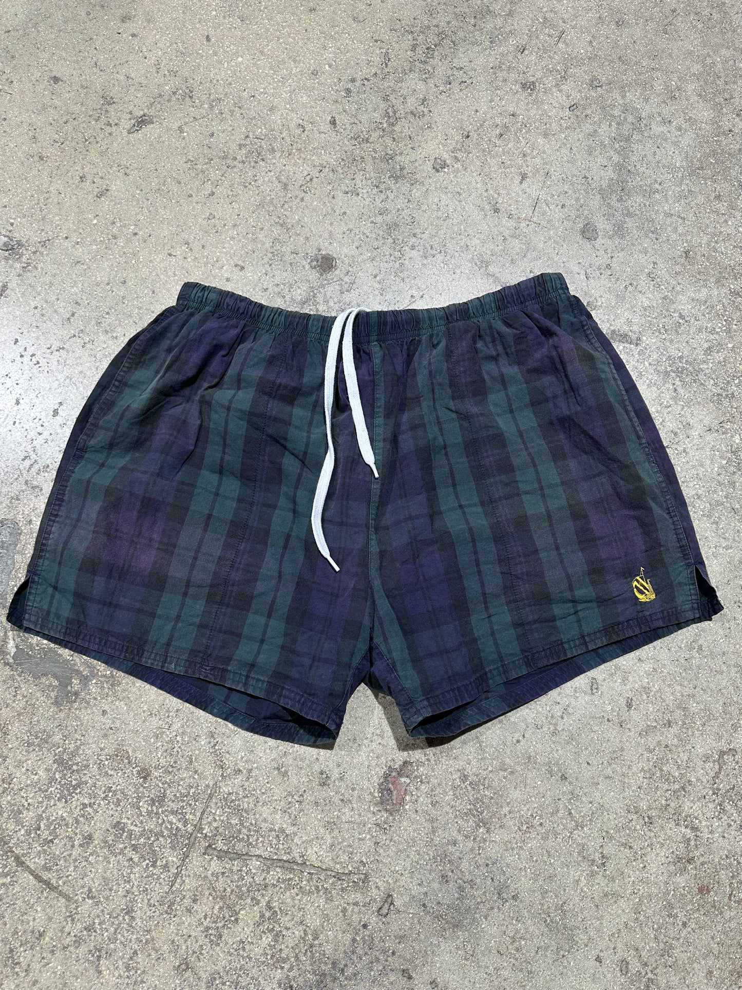 Nautica Plaid Swim Trunks - Green/Navy Size XL