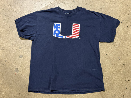 Blue 84 UM Hurricanes USA Flag Sign Tee - Navy Size XL