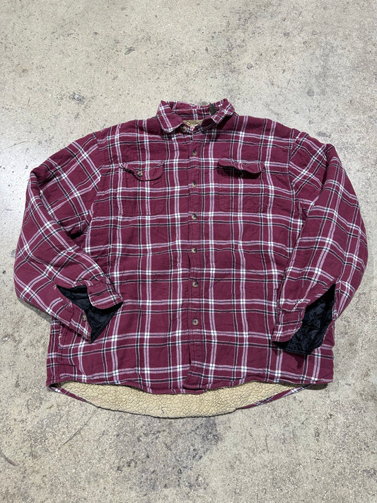 Wrangler Sherpa Lined Flannel - Burgundy Size XL