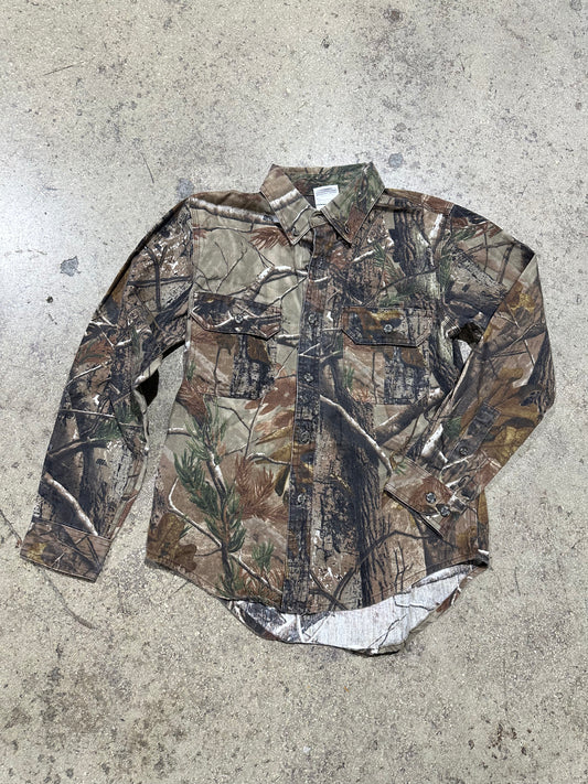 Kids Realtree Camo Button Up Shirt - Brown Size Youth Large